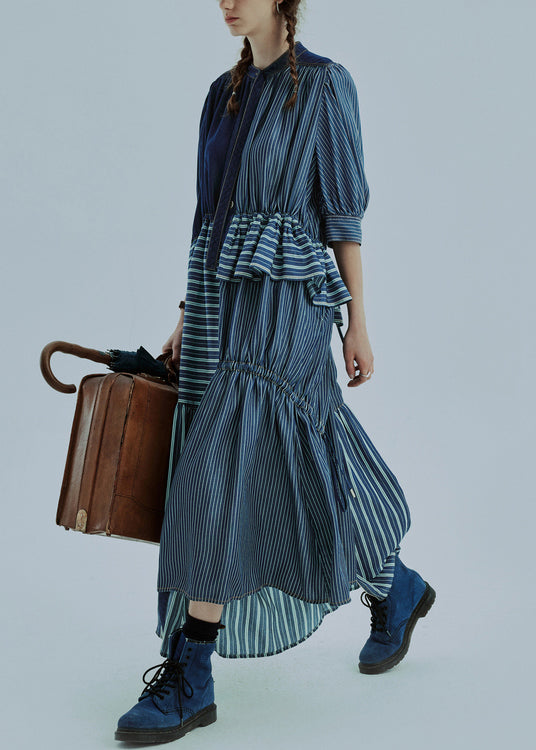 Original Design Blue Asymmetrical Patchwork Denim Dress Summer