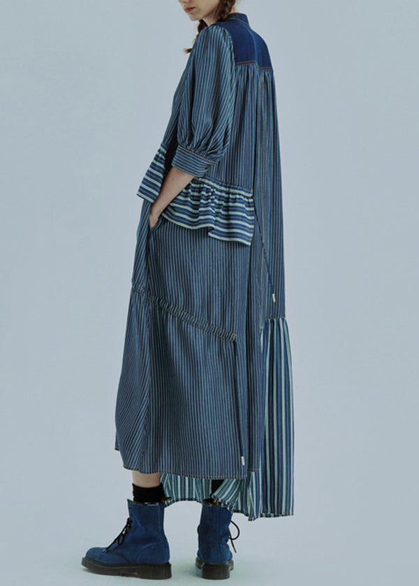 Original Design Blue Asymmetrical Patchwork Denim Dress Summer