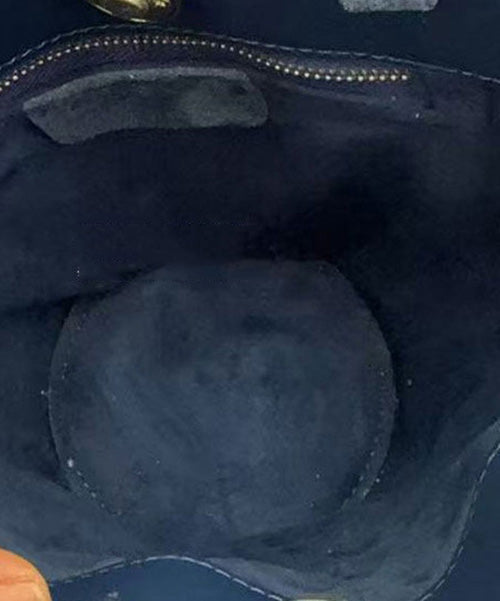 Original Design Blue Calf Leather Suede Bucket Bag