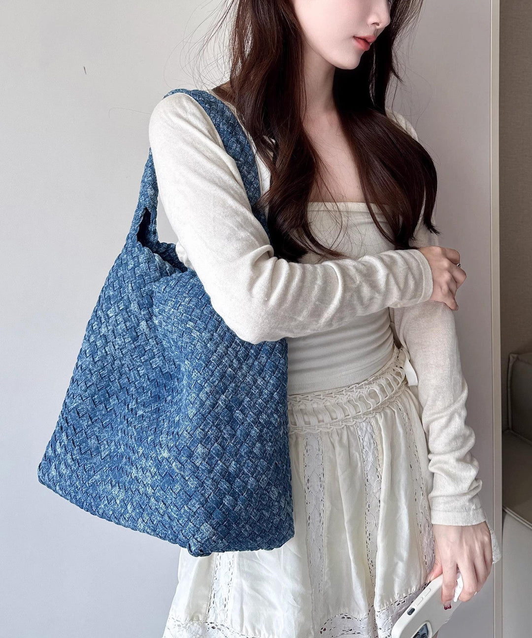 Original Design Blue Denim Large Capacity Shoulder Bag