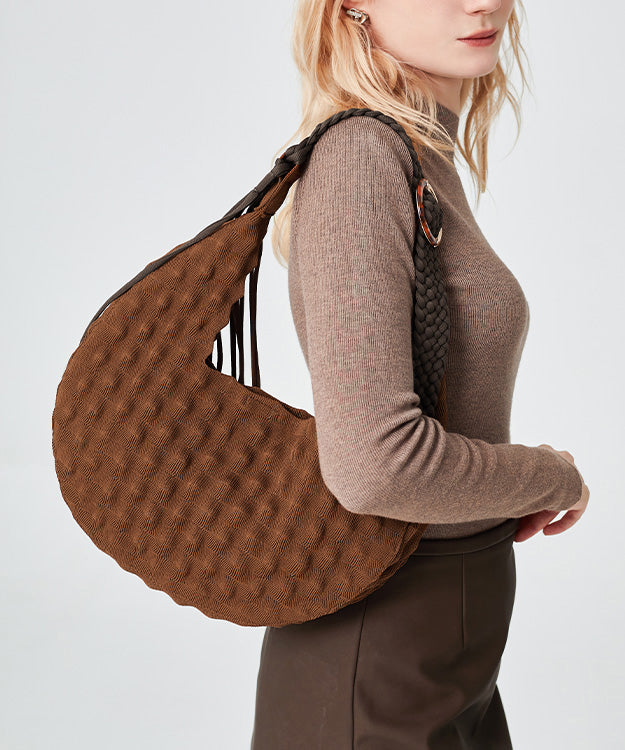 Original Design Brown Cotton Large Capacity Hobo Bag