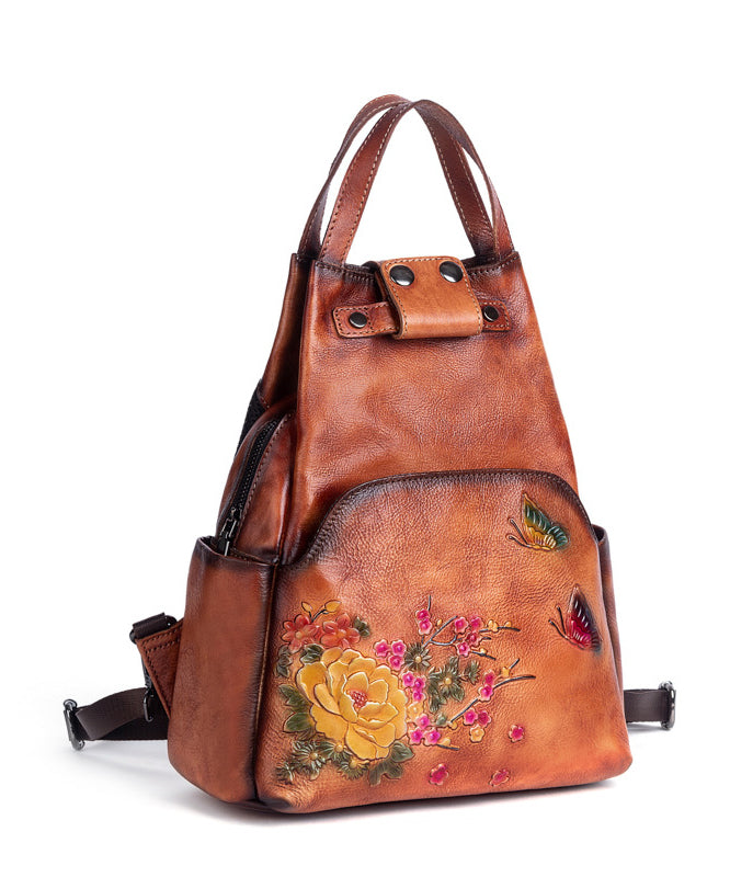 Original Design Brown Cowhide Embossed Backpack Bag