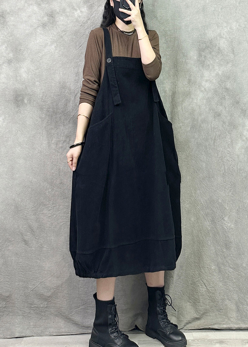 Original Design Coffee Pockets Spaghetti Strap Dress Spring Summer