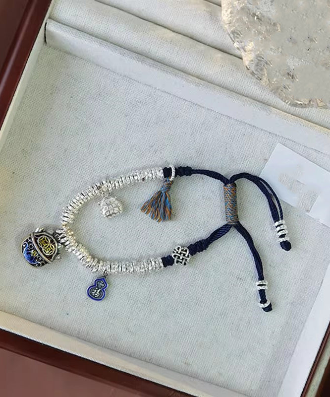 Original Design Colorblock 925 Lucky Cat Broken Silver Charm Bracelet