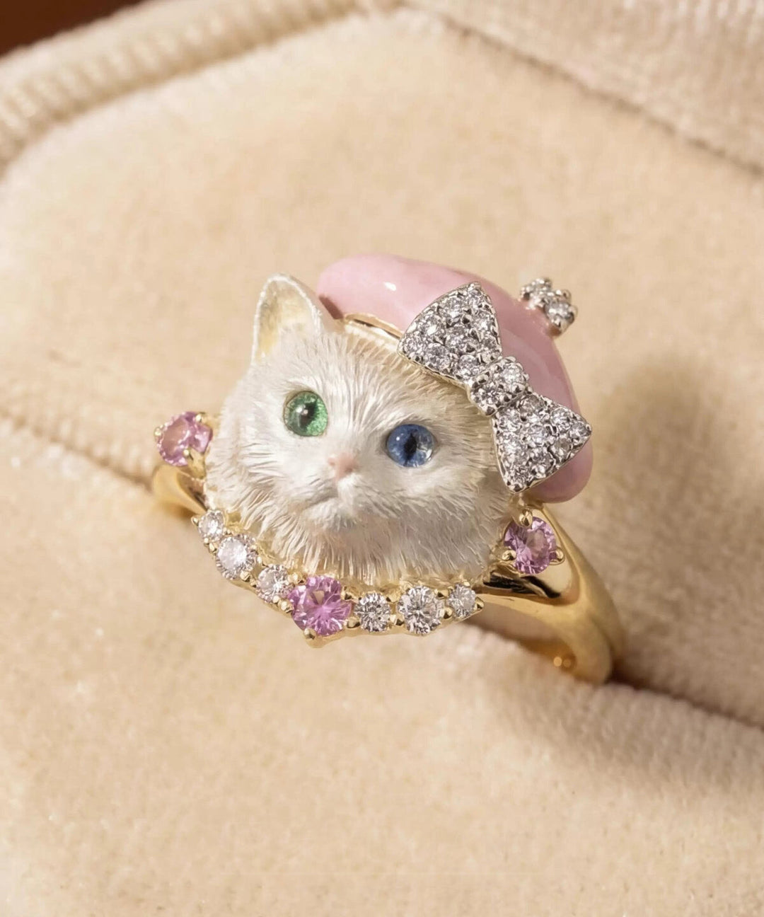 Original Design Copper Zircon Little Cat Rings