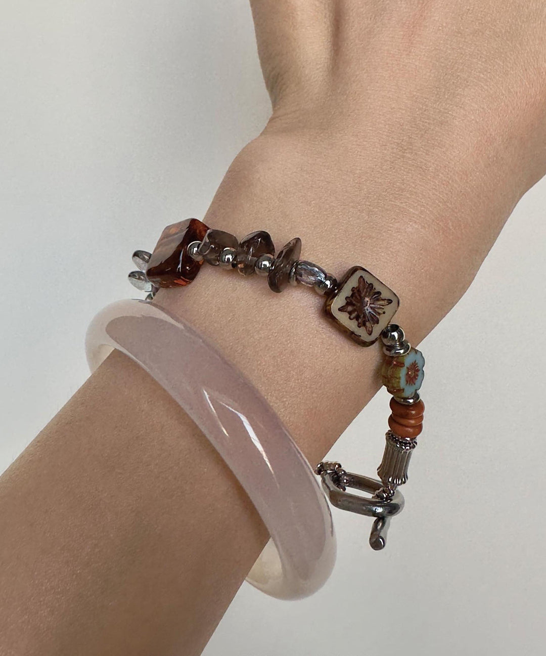 Original Design Crystal Glass OT Buckle Bracelet