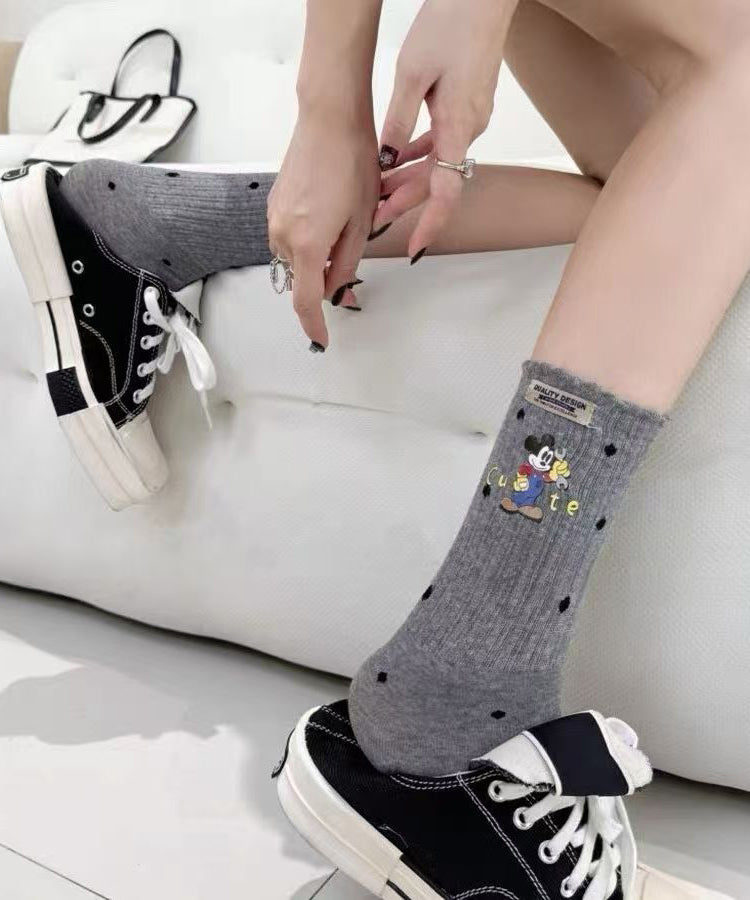 Original Design Cute Versatile Mickey Dot Crew Socks