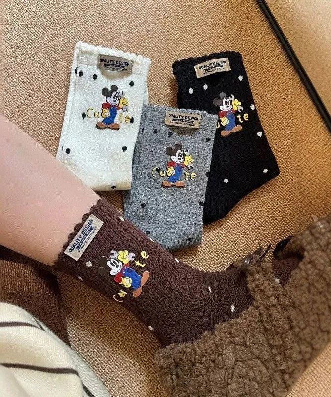 Original Design Cute Versatile Mickey Dot Crew Socks