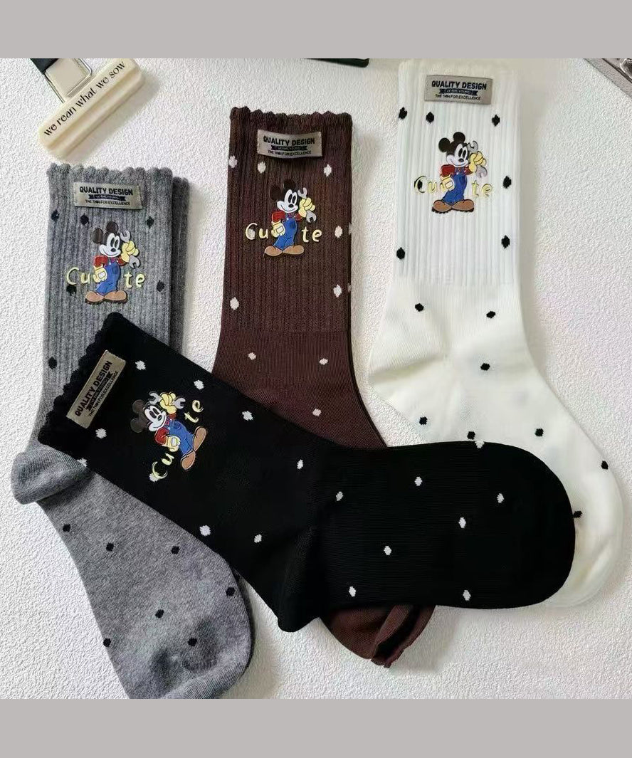 Original Design Cute Versatile Mickey Dot Crew Socks