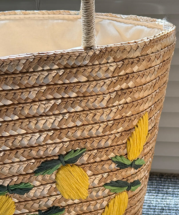 Original Design Embroidered Lemon Woven Shoulder Bag