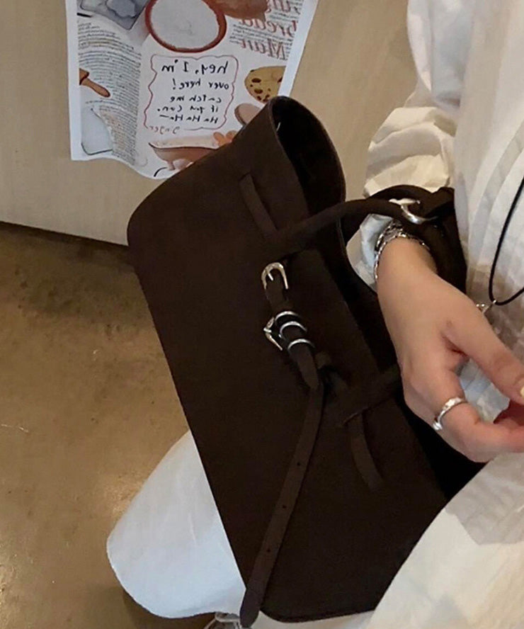 Original Design Faux Suede Coffee Tote Handbag