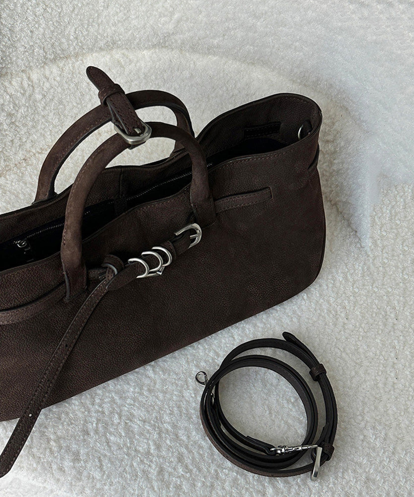 Original Design Faux Suede Coffee Tote Handbag