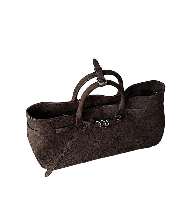 Original Design Faux Suede Coffee Tote Handbag