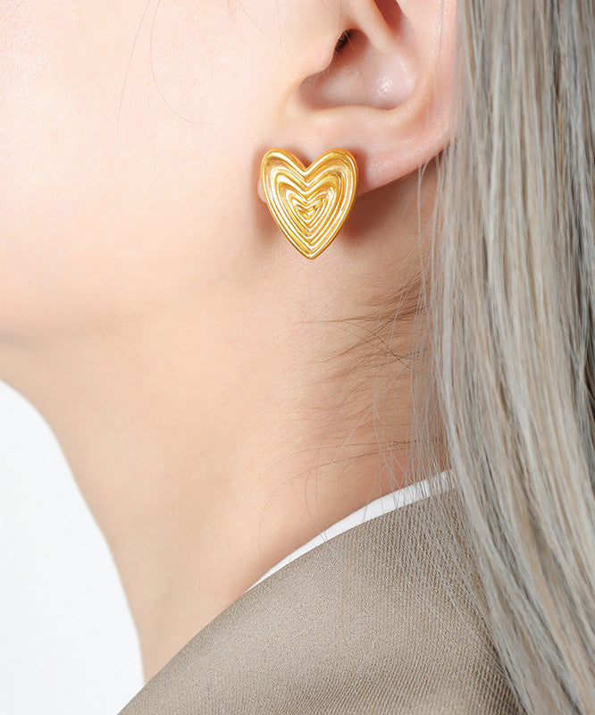 Original Design Gold 14K Gold Heart-Shaped Stud Earrings