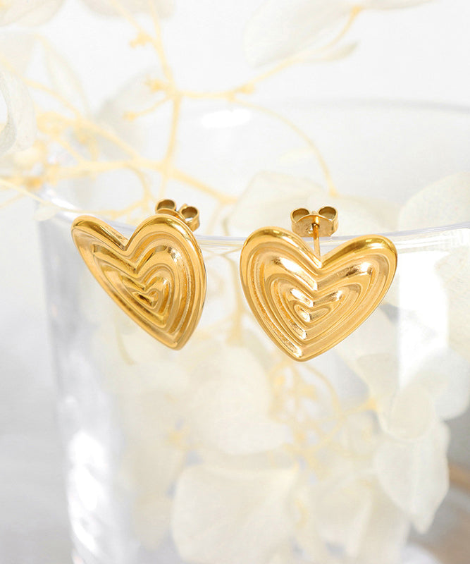 Original Design Gold 14K Gold Heart-Shaped Stud Earrings
