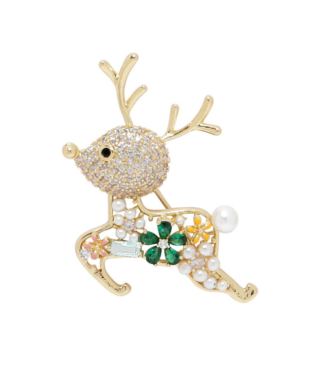 Original Design Gold Alloy Zircon Elk Alloy Zircon Elk Brooches