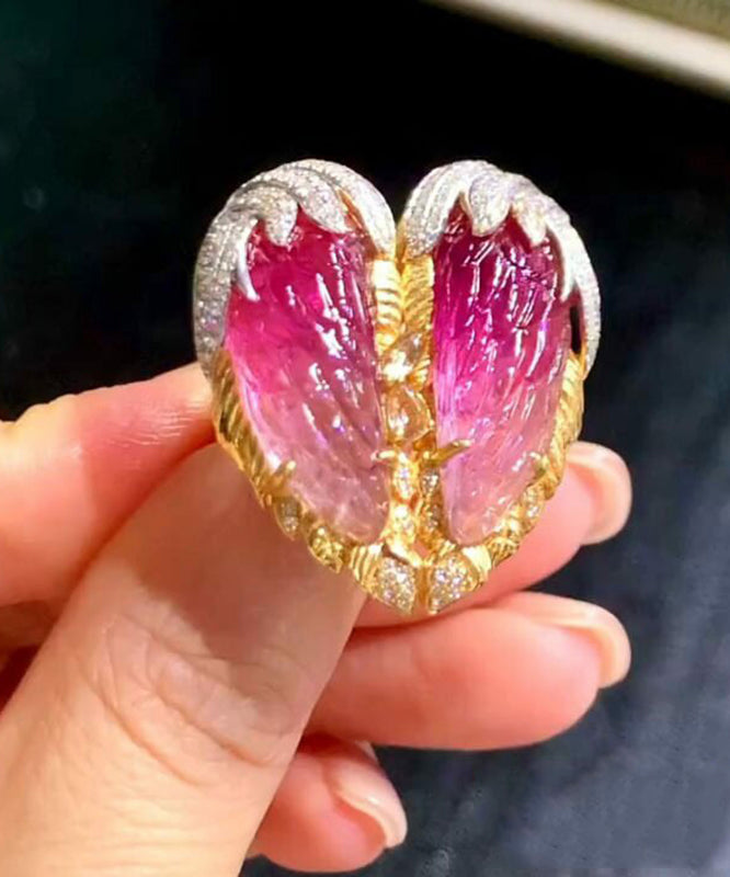 Original Design Gold Alloy Zircon Gem Stone Watermelon Rings
