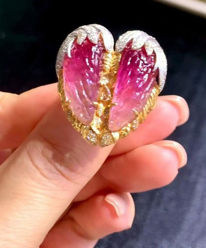 Original Design Gold Alloy Zircon Gem Stone Watermelon Rings