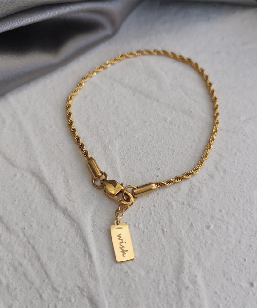 Original Design Gold Copper Alloy Fried Dough Twists Tassel Charm Bracelet