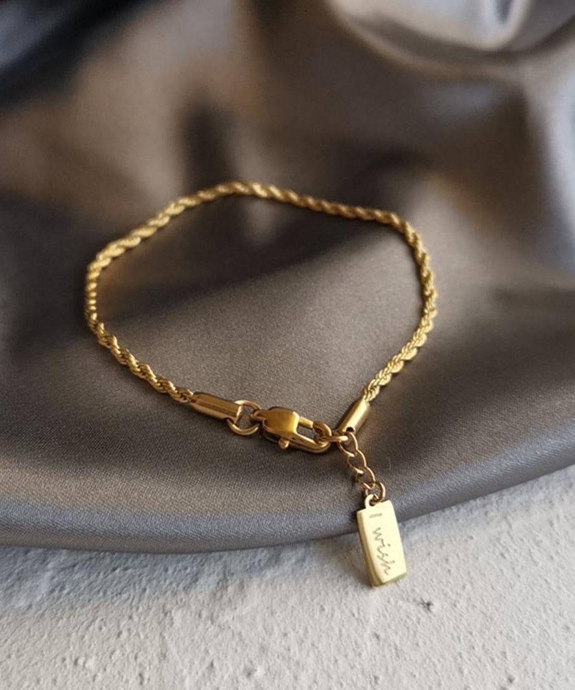 Original Design Gold Copper Alloy Fried Dough Twists Tassel Charm Bracelet