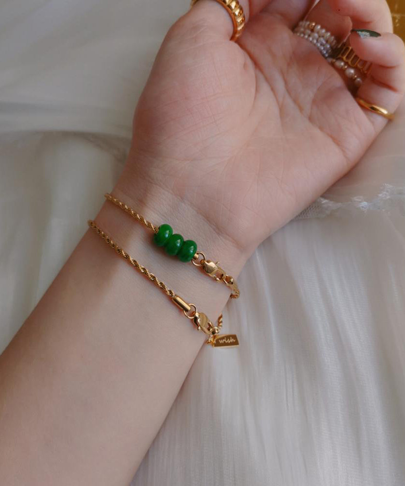 Original Design Gold Copper Alloy Fried Dough Twists Tassel Charm Bracelet