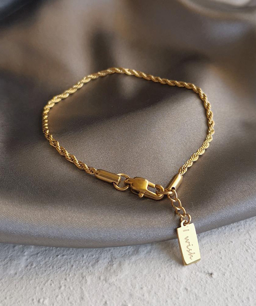 Original Design Gold Copper Alloy Fried Dough Twists Tassel Charm Bracelet