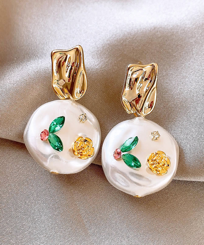 Original Design Gold Copper Alloy Pearl Drop Earrings