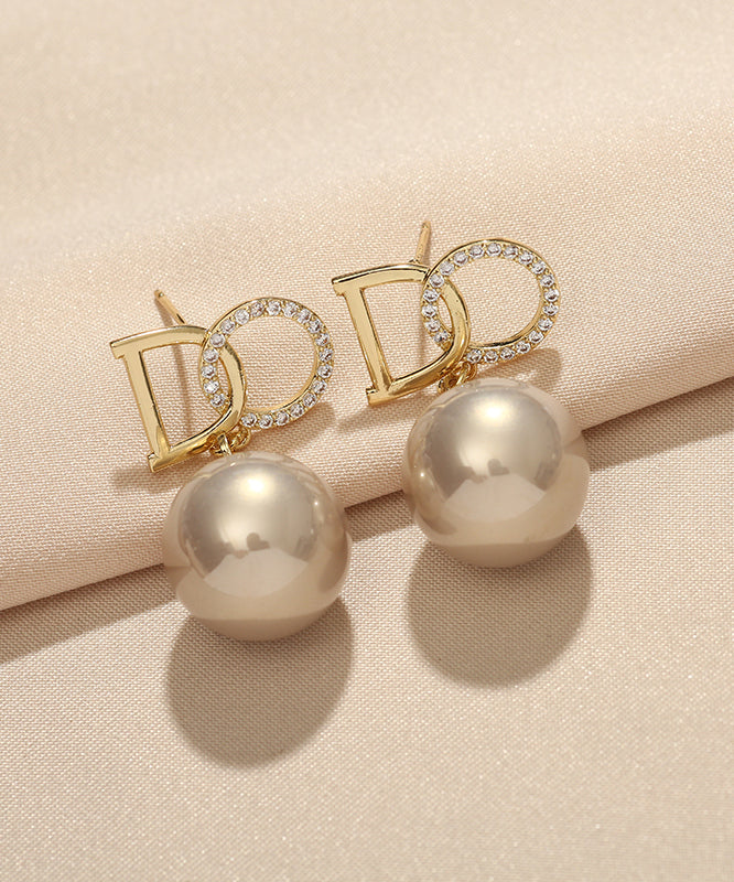 Original Design Gold Copper Alloy Zircon Pearl Drop Earrings