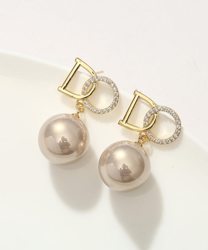 Original Design Gold Copper Alloy Zircon Pearl Drop Earrings