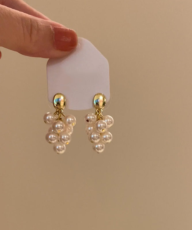 Original Design Gold Copper Overgild Grape Pearl Drop Earrings