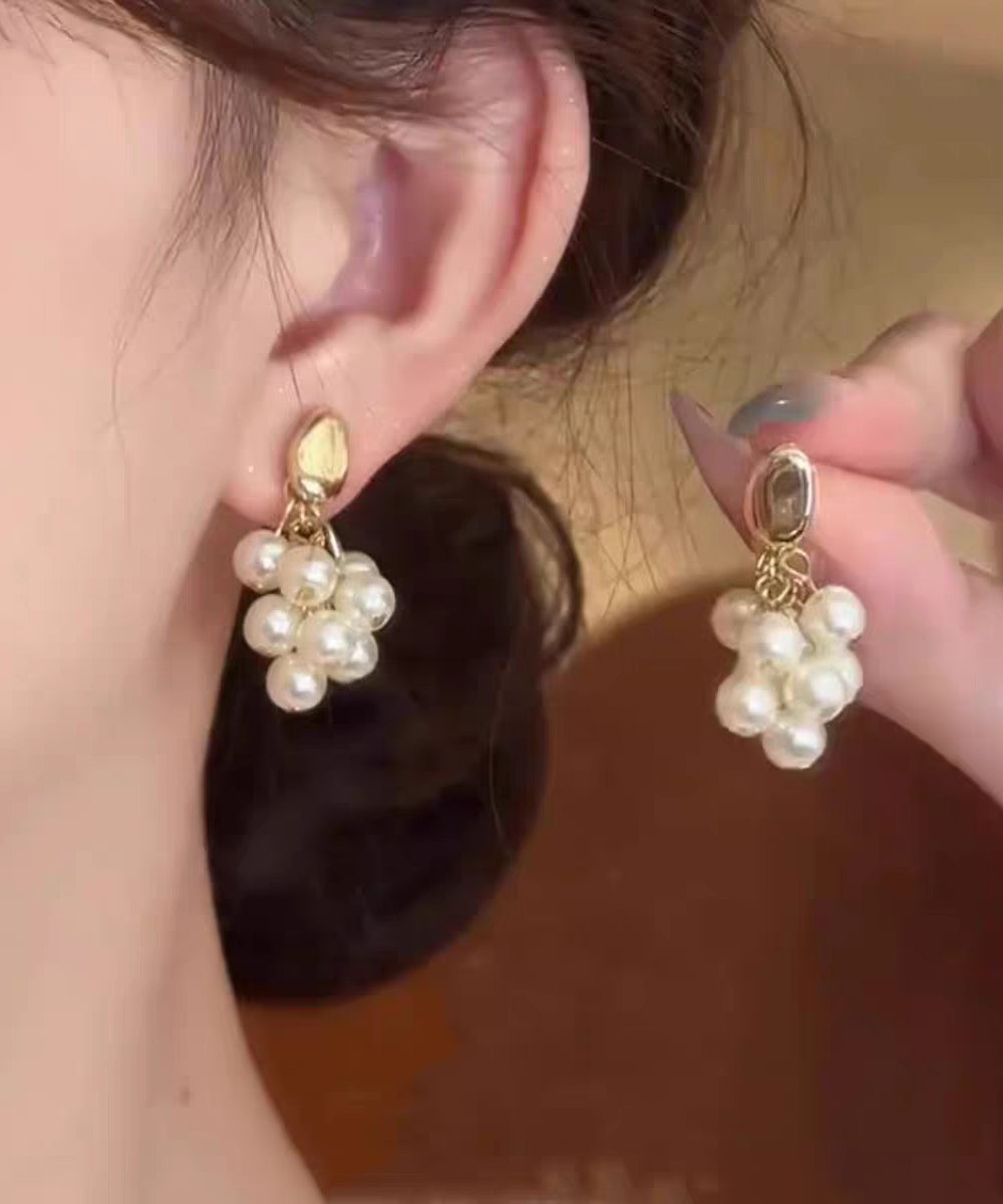 Original Design Gold Copper Overgild Grape Pearl Drop Earrings