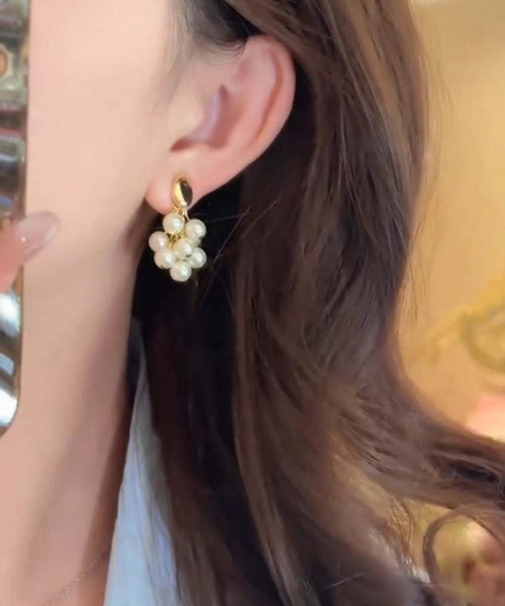 Original Design Gold Copper Overgild Grape Pearl Drop Earrings