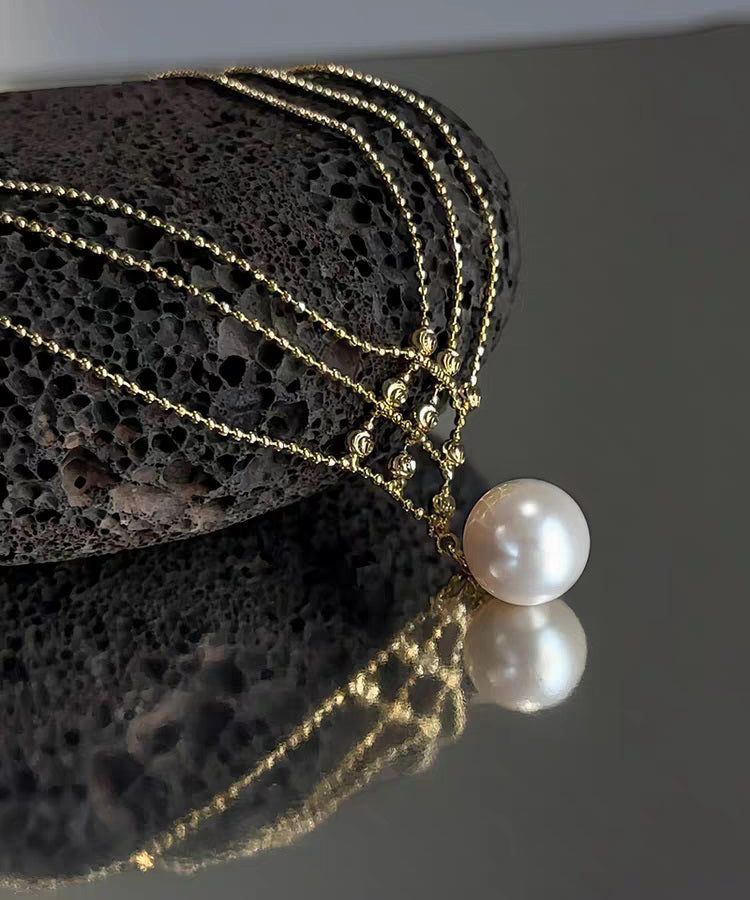 Original Design Gold Copper Overgild Pearl Pendant Necklace