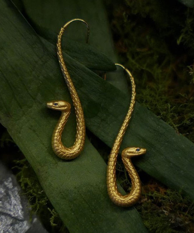 Original Design Gold Copper Overgild Serpentine Hoop Earrings