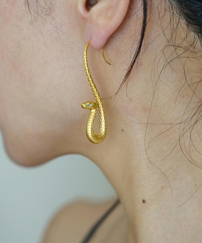 Original Design Gold Copper Overgild Serpentine Hoop Earrings