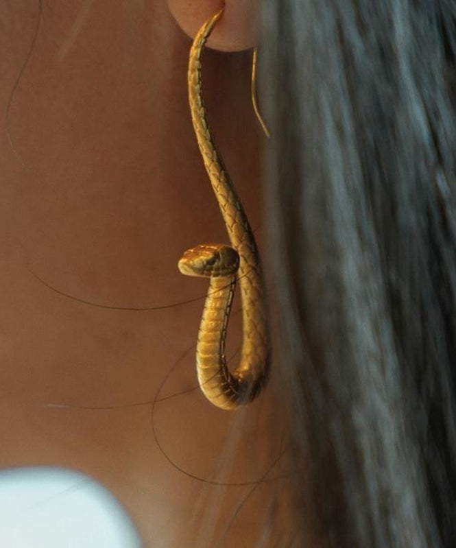 Original Design Gold Copper Overgild Serpentine Hoop Earrings