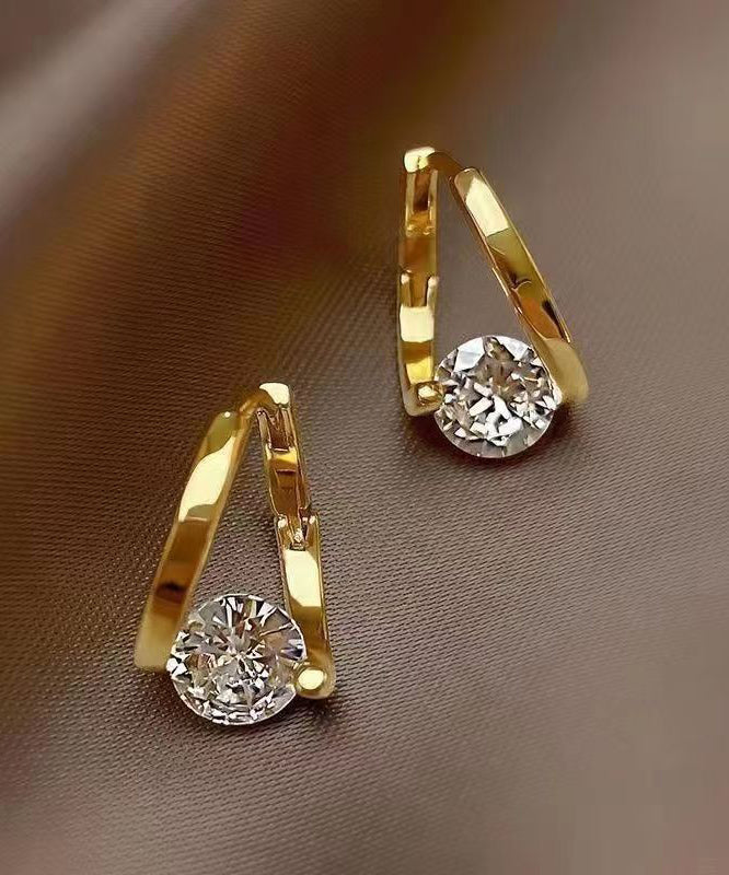 Original Design Gold Copper Overgild Zircon Hoop Earrings