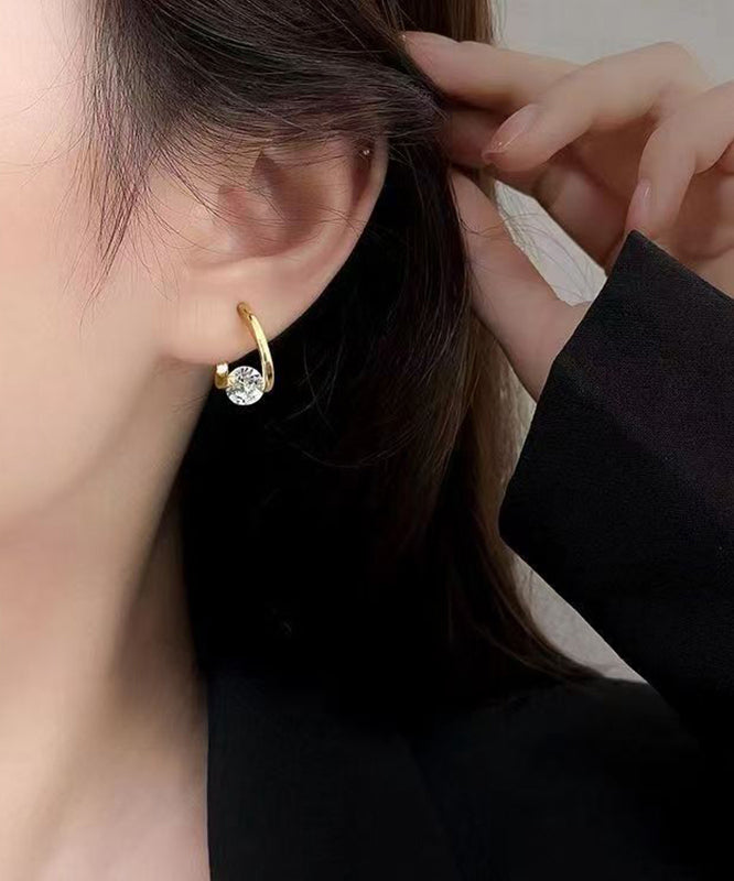 Original Design Gold Copper Overgild Zircon Hoop Earrings