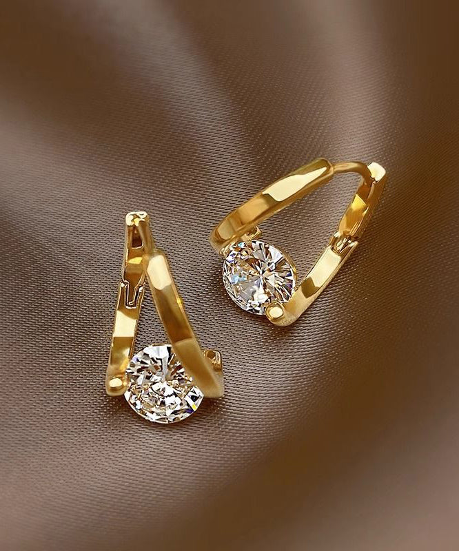 Original Design Gold Copper Overgild Zircon Hoop Earrings