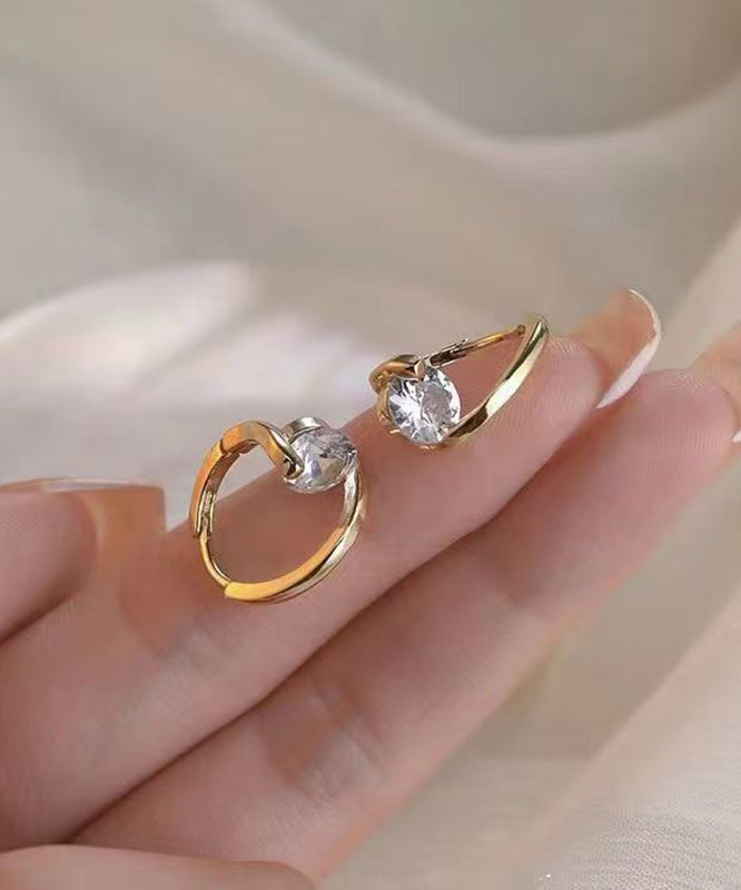 Original Design Gold Copper Overgild Zircon Hoop Earrings