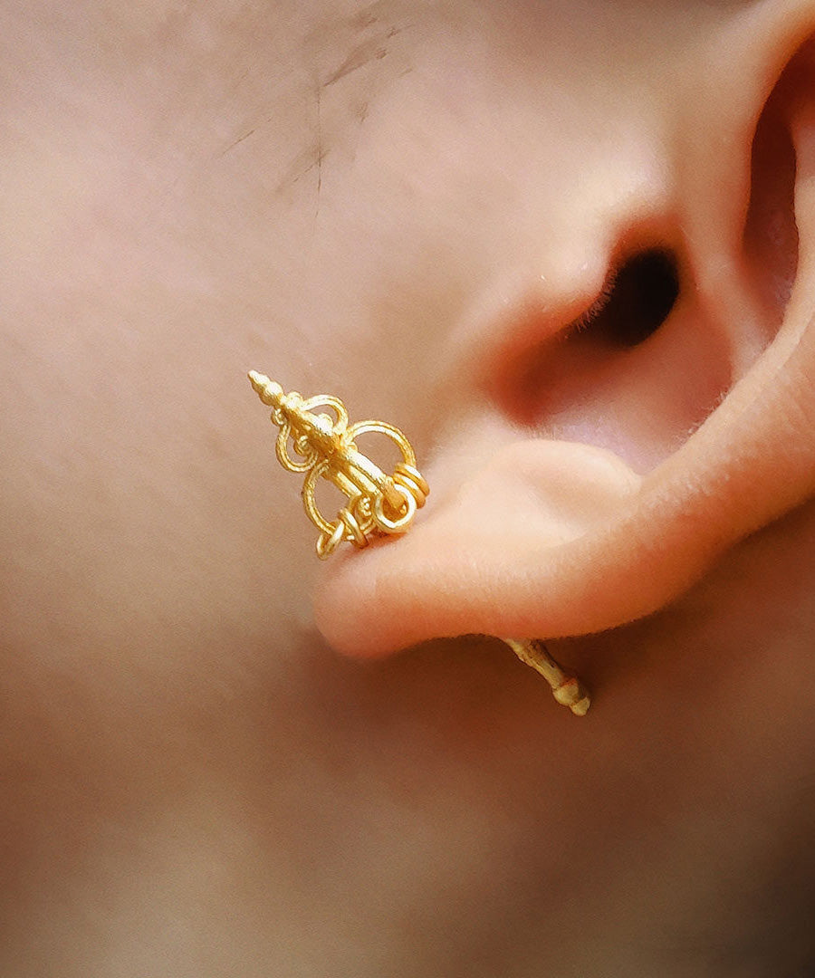 Original Design Gold Copper Zen Staff Earrings - Omychic