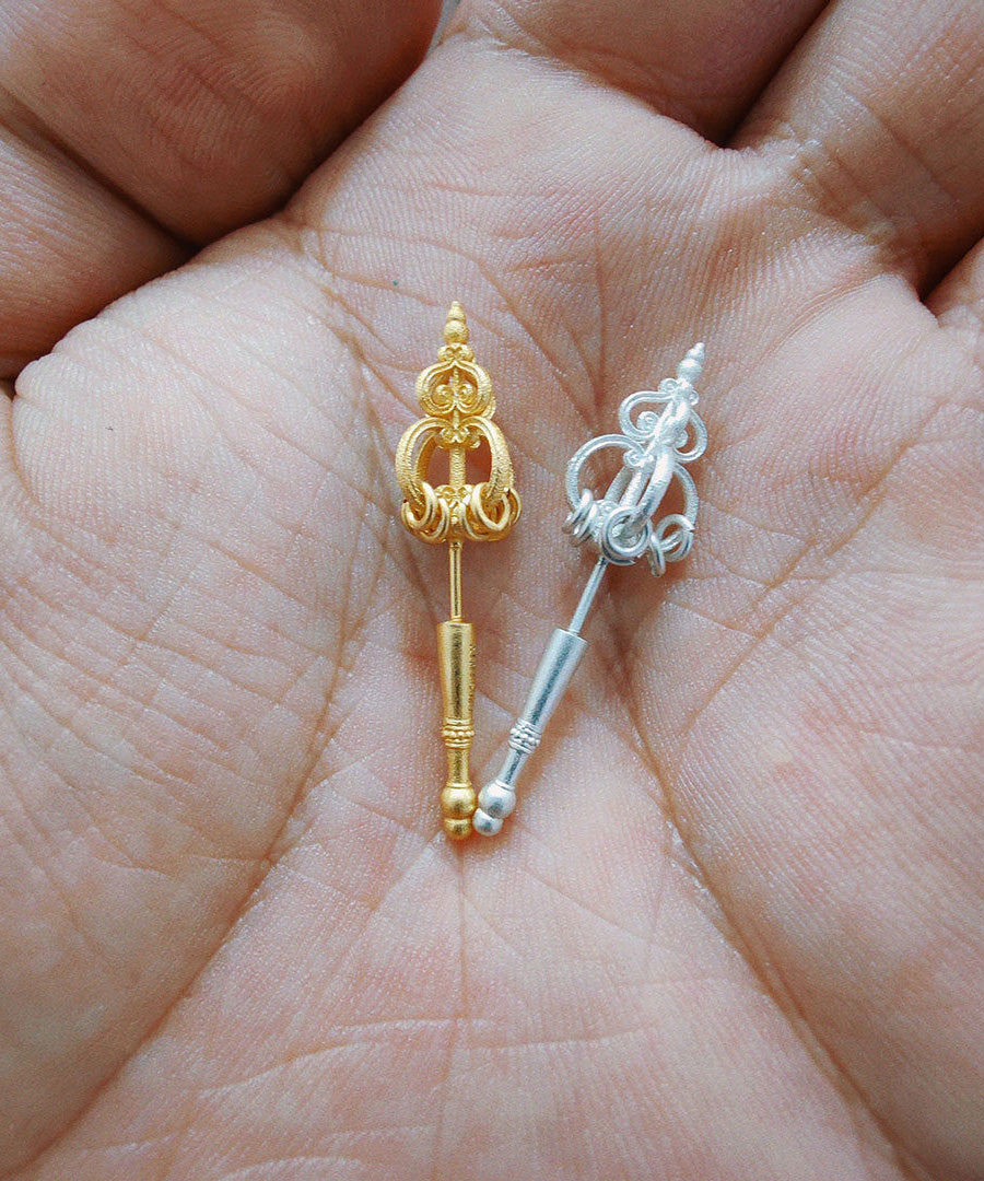 Original Design Gold Copper Zen Staff Earrings - Omychic