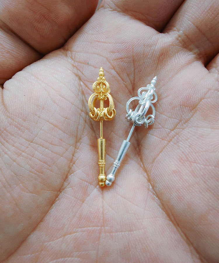 Original Design Gold Copper Zen Staff Earrings - Omychic