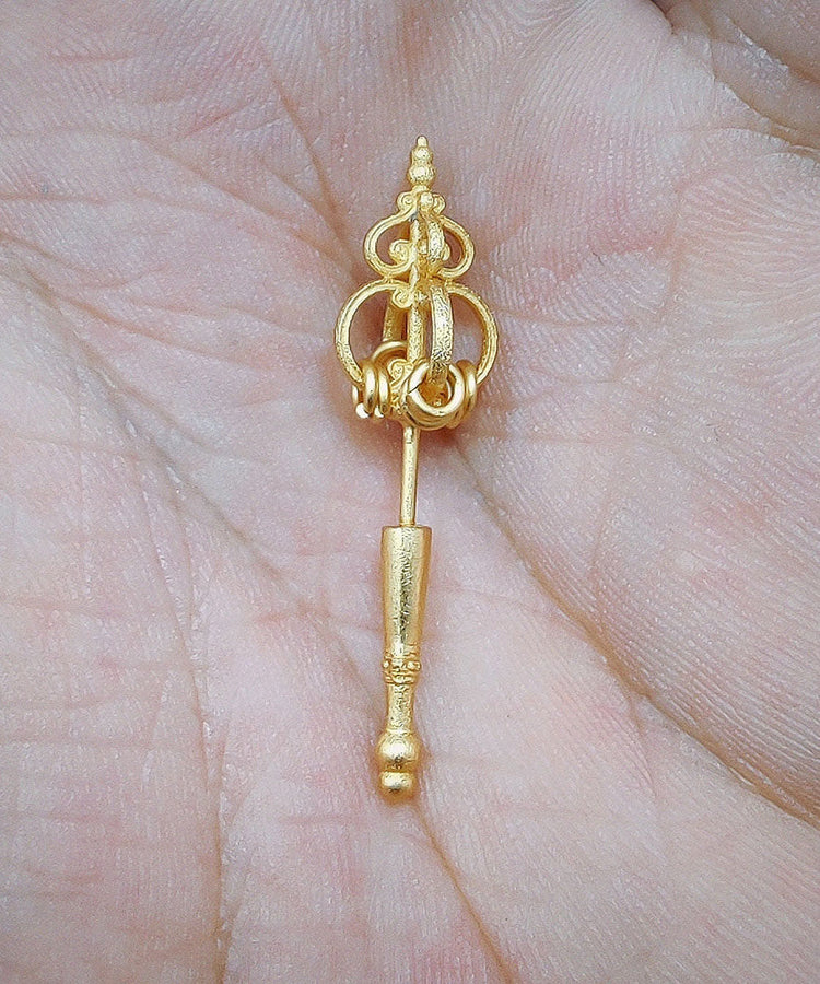 Original Design Gold Copper Zen Staff Earrings - Omychic