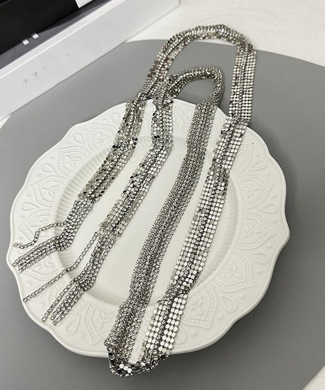 Original Design Gold Copper Zircon Sequins Tassel Necklace