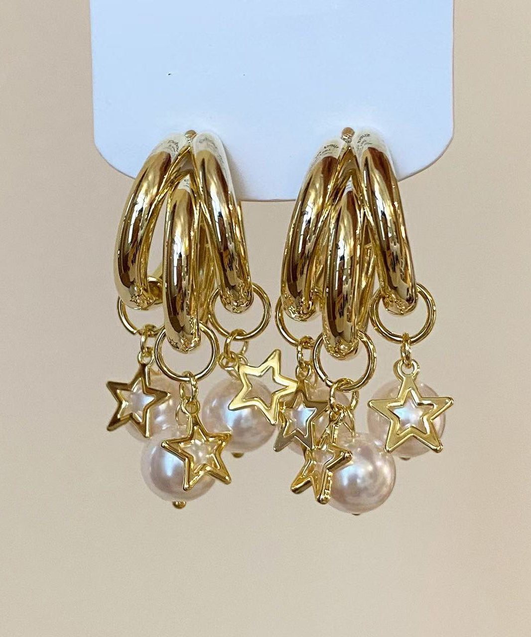 Original Design Gold Faux Pearl Tassel Earrings