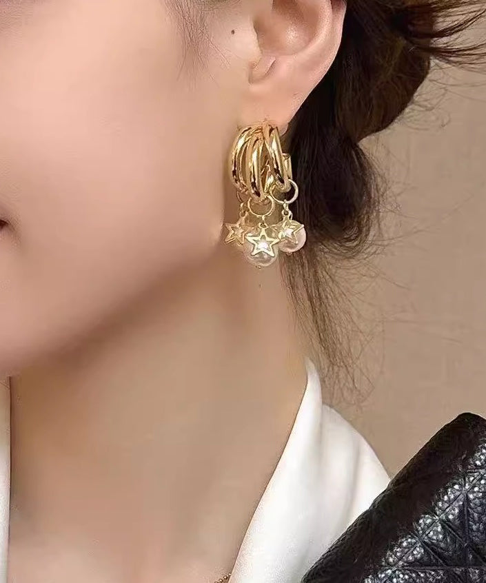 Original Design Gold Faux Pearl Tassel Earrings