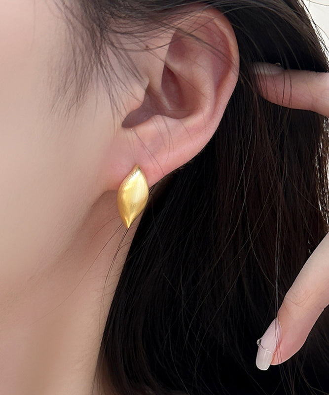 Original Design Gold Metal Leaf Stud Earrings