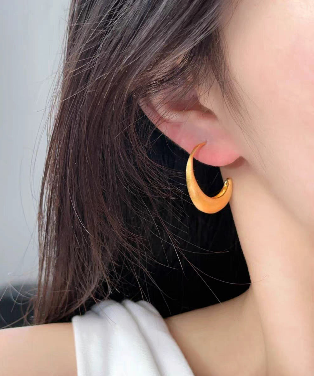 Original Design Gold Metal Overgild C-Shaped Hoop Earrings - Omychic