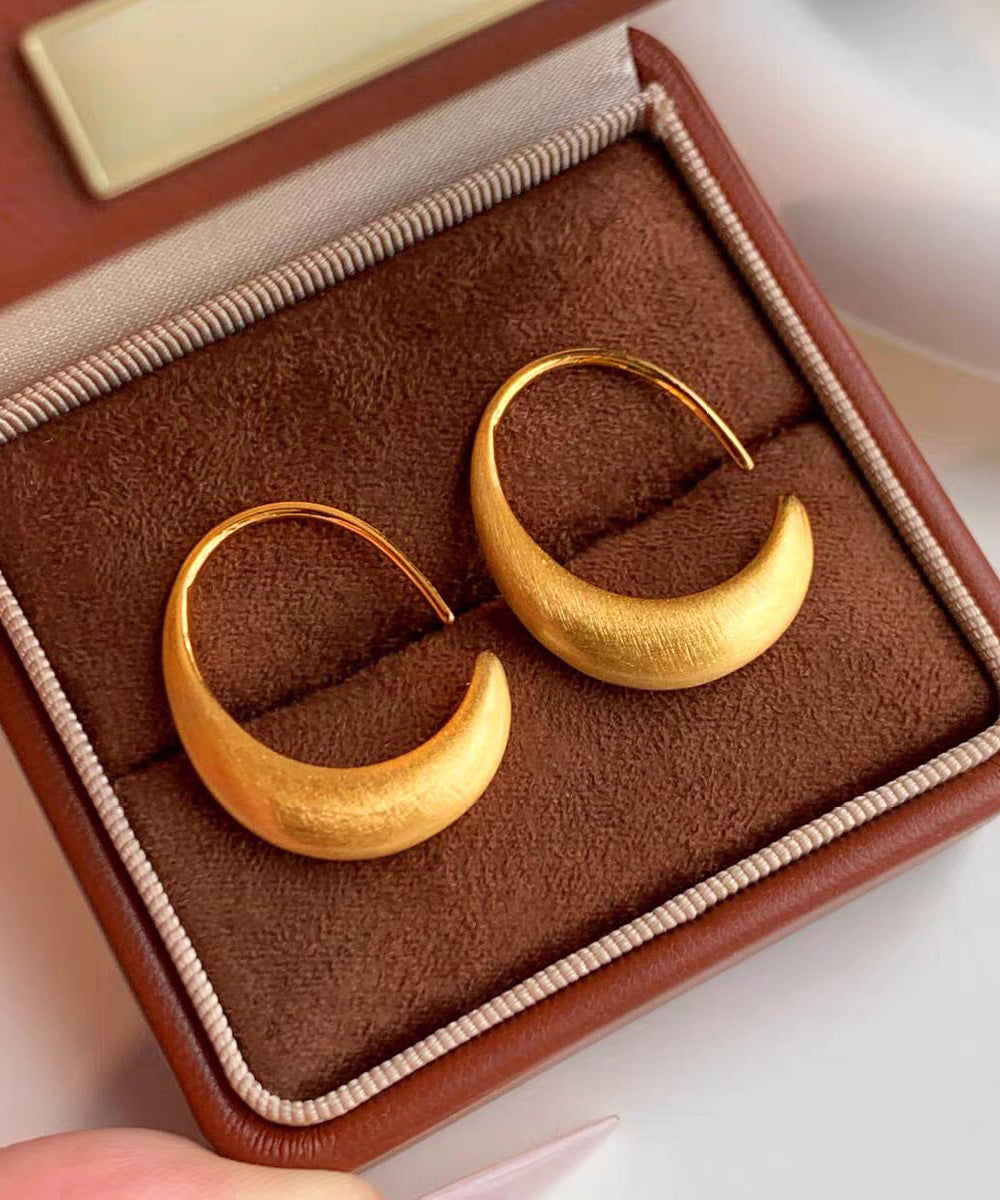 Original Design Gold Metal Overgild C-Shaped Hoop Earrings - Omychic